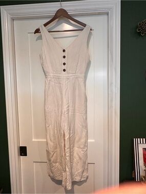 Women's Cream Button-Front Linen jumper